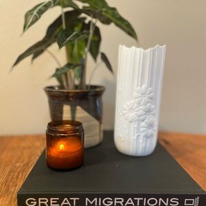 Vintage Kaiser White Bisque Porcelain Vase  w/ Floral Relief